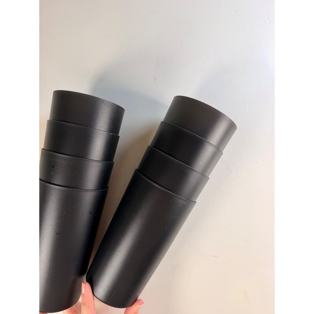 New Tumbler Set Unisex OS Black Excellent Matte Stackable 8pc Drinkware